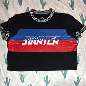 Starter Black Red Blue Cropped T-Shirt